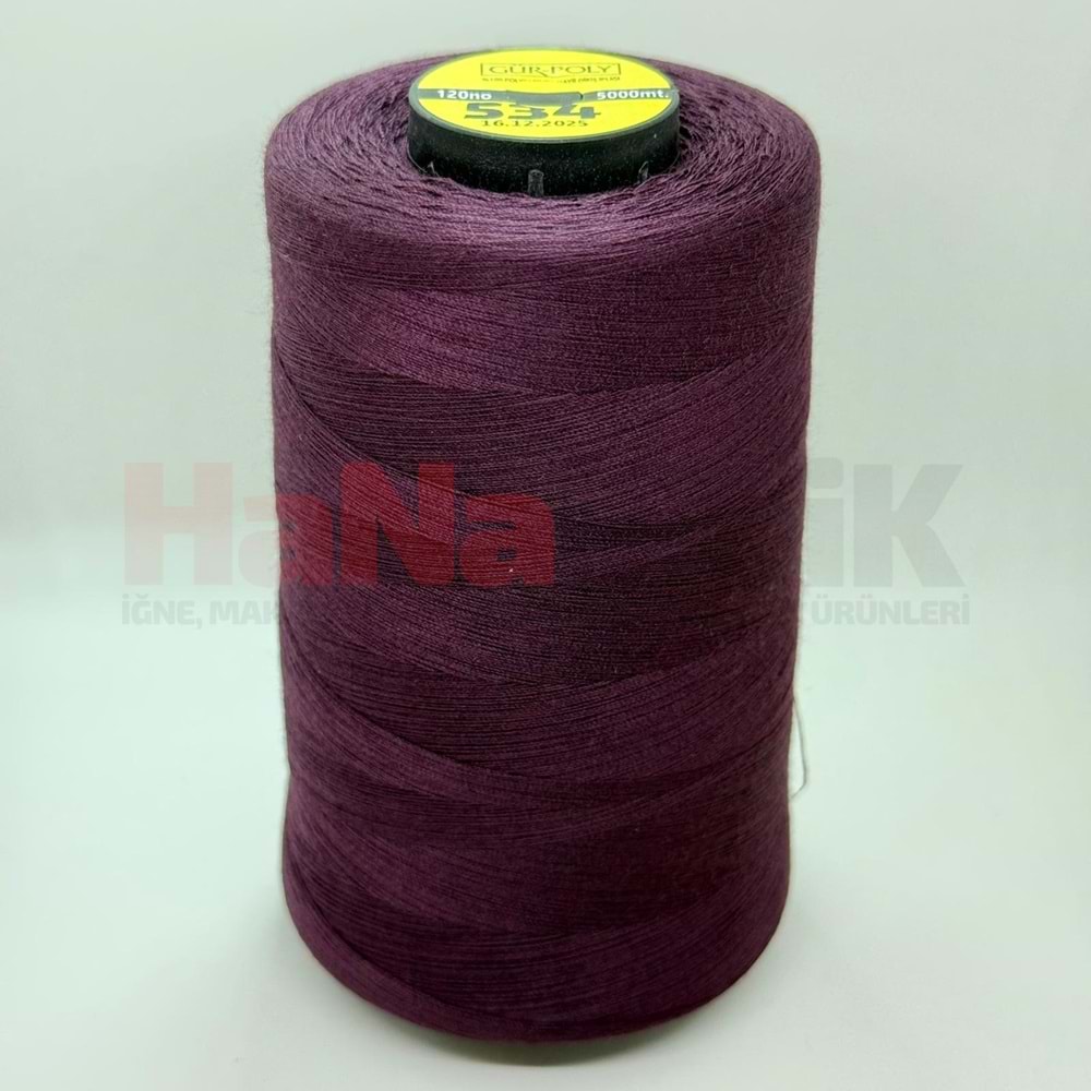 Gür-Poly (G0534) Renkli 120NO Dikiş İpliği 5000MT.