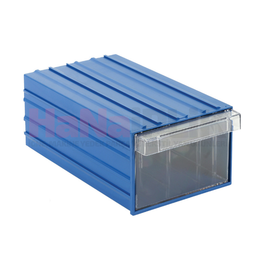 Plastik Şeffaf Çekmeceli Kutu Mavi Set140 (E/B/Y) : 136 x 230 x 96 mm